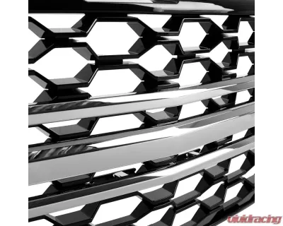 Spec-D Glossy Black Honeycomb Hood Grille w/ Chrome Trim Chevrolet Silverado 2019-2022 - HG-SIV1915LTCB-GL