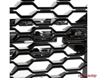 Spec-D Glossy Black Honeycomb Hood Grille w/ Chrome Trim Chevrolet Silverado 2019-2022 - HG-SIV1915LTCB-GL