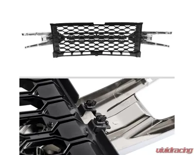 Spec-D Glossy Black Honeycomb Hood Grille w/ Chrome Trim Chevrolet Silverado 2019-2022 - HG-SIV1915LTCB-GL