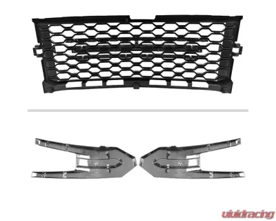 Spec-D Glossy Black Honeycomb Hood Grille w/ Chrome Trim Chevrolet Silverado 2019-2022 - HG-SIV1915LTCB-GL