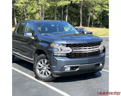 Spec-D Glossy Black Honeycomb Hood Grille w/ Chrome Trim Chevrolet Silverado 2019-2022 - HG-SIV1915LTCB-GL