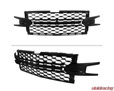Spec-D Glossy Black Honeycomb Hood Grille Chevrolet Silverado 2019-2022 - HG-SIV1915LTGB-GL