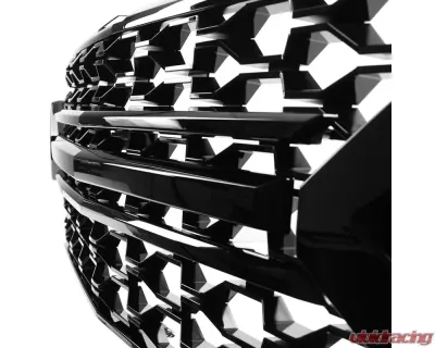 Spec-D Glossy Black Honeycomb Hood Grille Chevrolet Silverado 2019-2022 - HG-SIV1915LTGB-GL
