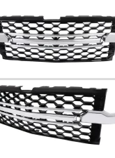 Spec-D Glossy Black Honeycomb Hood Grille w/ Chrome Trim Chevrolet Silverado 2019-2022                                     - HG-SIV1915WTCB-GL - Image 2