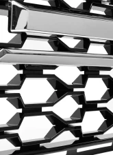 Spec-D Glossy Black Honeycomb Hood Grille w/ Chrome Trim Chevrolet Silverado 2019-2022                                     - HG-SIV1915WTCB-GL - Image 3