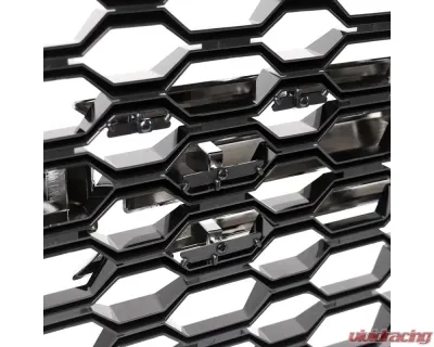 Spec-D Glossy Black Honeycomb Hood Grille w/ Chrome Trim Chevrolet Silverado 2019-2022 - HG-SIV1915WTCB-GL