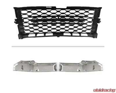 Spec-D Glossy Black Honeycomb Hood Grille w/ Chrome Trim Chevrolet Silverado 2019-2022 - HG-SIV1915WTCB-GL