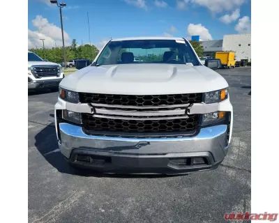 Spec-D Glossy Black Honeycomb Hood Grille w/ Chrome Trim Chevrolet Silverado 2019-2022 - HG-SIV1915WTCB-GL