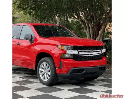 Spec-D Glossy Black Honeycomb Hood Grille w/ Chrome Trim Chevrolet Silverado 2019-2022 - HG-SIV1915WTCB-GL