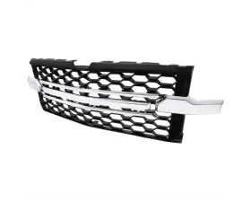 Spec-D Glossy Black Honeycomb Hood Grille w/ Chrome Trim Chevrolet Silverado 2019-2022