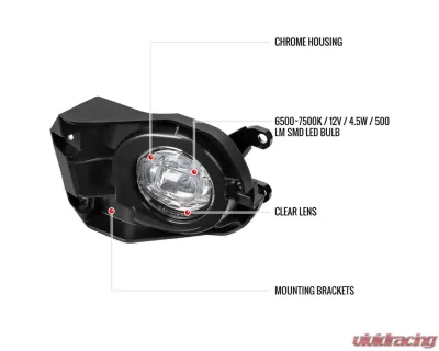Spec-D Cross LED Fog Lights Kit Chrome Housing/Clear Lens Toyota Corolla 2022-2023 - LF-CORX20CLED-DL