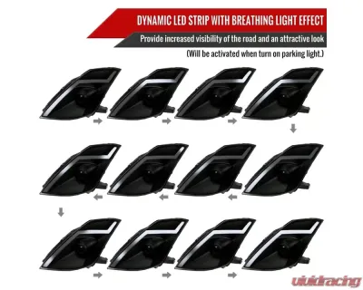 Spec-D Switchback Sequential Turn Signal Animated LED Bar Projector Headlights (Matte Black Housing/Smoked Lens) Nissan 350Z 2006-2009 - LHP-350Z06SM-SQ-RS