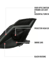 Spec-D Switchback Sequential Turn Signal Animated LED Bar Projector Headlights (Matte Black Housing/Smoked Lens) Nissan 350Z 2006-2009                                     - LHP-350Z06SM-SQ-RS - Image 8