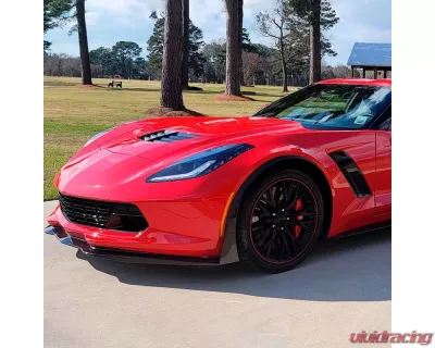 Spec-D Black 2PC Front Bumper Canards Spats Cover Chevrolet Corvette 2014-2019 - LPS-CVET14GB-KH