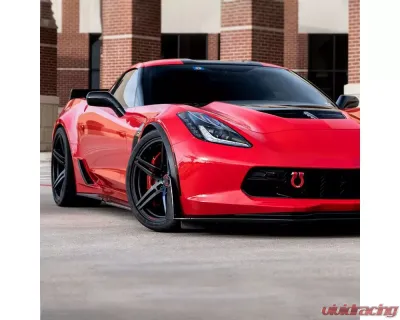 Spec-D Black 2PC Front Bumper Canards Spats Cover Chevrolet Corvette 2014-2019 - LPS-CVET14GB-KH