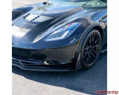 Spec-D Black 2PC Front Bumper Canards Spats Cover Chevrolet Corvette 2014-2019 - LPS-CVET14GB-KH