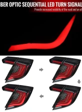Spec-D LED Sequential Signal Taillights (Jet Black Housing/Clear Lens) Honda Civic 2017-2021                                     - LT-CV175BKLED-SQ-RS - Image 2