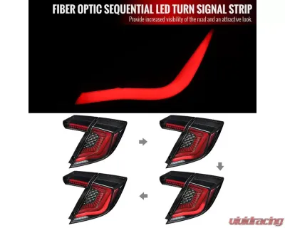 Spec-D LED Sequential Signal Taillights (Jet Black Housing/Clear Lens) Honda Civic 2017-2021 - LT-CV175BKLED-SQ-RS