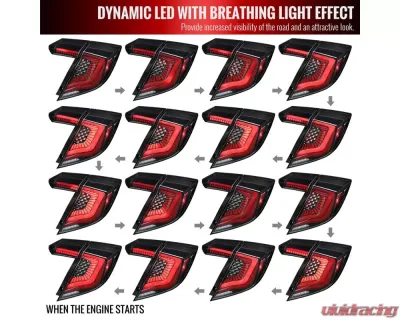 Spec-D LED Sequential Signal Taillights (Jet Black Housing/Clear Lens) Honda Civic 2017-2021 - LT-CV175BKLED-SQ-RS