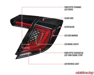 Spec-D LED Sequential Signal Taillights (Jet Black Housing/Clear Lens) Honda Civic 2017-2021 - LT-CV175BKLED-SQ-RS