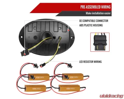 Spec-D 4 PC White LED Bar Tail Lights Matte Black Housing/Clear Lens Chevrolet Corvette C5 1997-2004 - LT-CVET97JMLED-G2-OZ