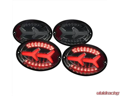 Spec-D 4 PC White LED Bar Tail Lights Chrome Housing/Dark Smoke Lens Chevrolet Corvette C5 1997-2004 - LT-CVET97GLED-G2-OZ