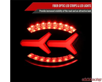 Spec-D 4 PC White LED Bar Tail Lights Matte Black Housing/Clear Lens Chevrolet Corvette C5 1997-2004 - LT-CVET97JMLED-G2-OZ