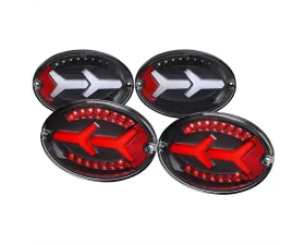 Spec-D 4 PC White LED Bar Tail Lights Matte Black Housing/Clear Lens Chevrolet Corvette C5 1997-2004