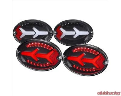Spec-D 4 PC White LED Bar Tail Lights Matte Black Housing/Clear Lens Chevrolet Corvette C5 1997-2004 - LT-CVET97JMLED-G2-OZ