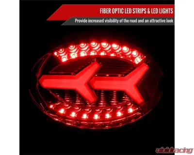 Spec-D 4 PC LED Bar Tail Lights Chrome Housing/Red Lens Chevrolet Corvette C5 1997-2004 - LT-CVET97RLED-G2-OZ