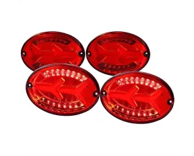 Spec-D 4 PC LED Bar Tail Lights Chrome Housing/Red Lens Chevrolet Corvette C5 1997-2004