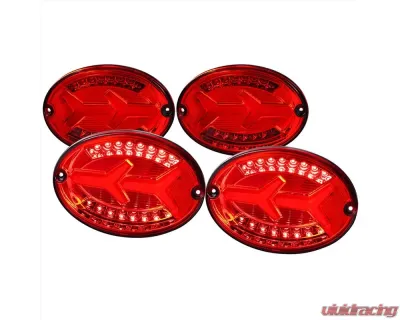Spec-D 4 PC LED Bar Tail Lights Chrome Housing/Red Lens Chevrolet Corvette C5 1997-2004 - LT-CVET97RLED-G2-OZ