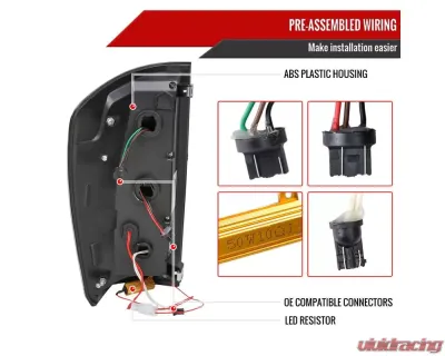 Spec-D Sequential Signal LED Taillights (Glossy Black Housing/Smoked Lens) Toyota Tacoma 2016-2022 - LT-TAC16SMLED-SQ-FS
