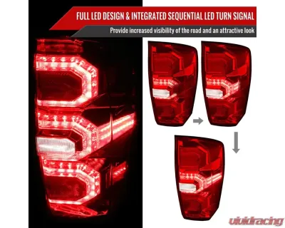 Spec-D Sequential Signal LED Taillights (Chrome Housing/Red Lens) Toyota Tacoma 2016-2022 - LT-TAC16RLED-SQ-FS