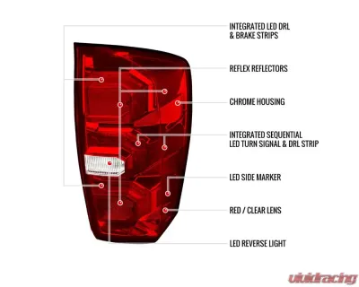 Spec-D Sequential Signal LED Taillights (Chrome Housing/Red Lens) Toyota Tacoma 2016-2022 - LT-TAC16RLED-SQ-FS