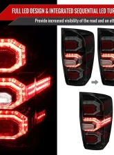 Spec-D Sequential Signal LED Taillights (Glossy Black Housing/Smoked Lens) Toyota Tacoma 2016-2022                                     - LT-TAC16SMLED-SQ-FS - Image 2