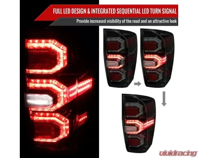 Spec-D Sequential Signal LED Taillights (Glossy Black Housing/Smoked Lens) Toyota Tacoma 2016-2022 - LT-TAC16SMLED-SQ-FS