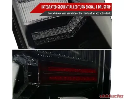 Spec-D Sequential Signal LED Taillights (Glossy Black Housing/Smoked Lens) Toyota Tacoma 2016-2022 - LT-TAC16SMLED-SQ-FS