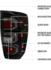 Spec-D Sequential Signal LED Taillights (Glossy Black Housing/Smoked Lens) Toyota Tacoma 2016-2022                                     - LT-TAC16SMLED-SQ-FS - Image 8