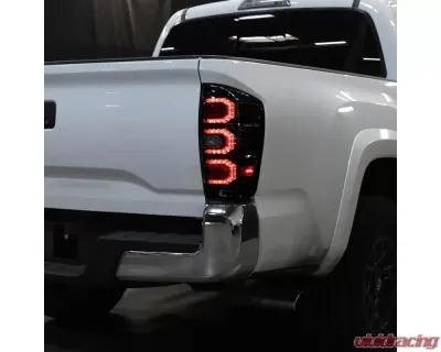 Spec-D Sequential Signal LED Taillights (Glossy Black Housing/Smoked Lens) Toyota Tacoma 2016-2022 - LT-TAC16SMLED-SQ-FS