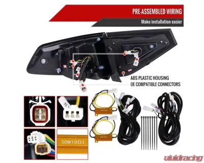 Spec-D LED Red Sequential Tube Tail Lights Matte Black Housing/Clear Lens Subaru Impreza WRX Hatchback 2008-2014 - LT-WRX085JRLED-SQ-TM