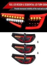 Spec-D LED Sequential Tube Tail Lights Glossy Black Housing/Clear Lens Subaru Impreza WRX Hatchback 2008-2014                                     - LT-WRX085BKLED-SQ-TM - Image 2