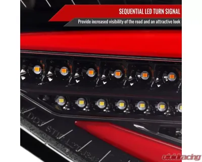 Spec-D LED Sequential Tube Tail Lights Glossy Black Housing/Clear Lens Subaru Impreza WRX Hatchback 2008-2014 - LT-WRX085BKLED-SQ-TM