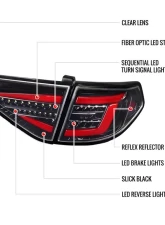 Spec-D LED Sequential Tube Tail Lights Glossy Black Housing/Clear Lens Subaru Impreza WRX Hatchback 2008-2014                                     - LT-WRX085BKLED-SQ-TM - Image 8