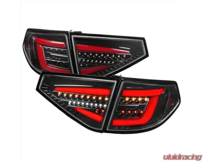 Spec-D LED Sequential Tube Tail Lights Glossy Black Housing/Clear Lens Subaru Impreza WRX Hatchback 2008-2014 - LT-WRX085BKLED-SQ-TM