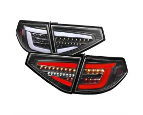 Spec-D LED White Sequential Tube Tail Lights Matte Black Housing/Clear Lens Subaru Impreza WRX Hatchback 2008-2014