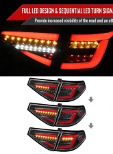 Spec-D LED Red Sequential Tube Tail Lights Matte Black Housing/Clear Lens Subaru Impreza WRX Hatchback 2008-2014                                     - LT-WRX085JRLED-SQ-TM - Image 2