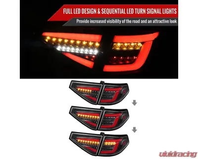 Spec-D LED Red Sequential Tube Tail Lights Matte Black Housing/Clear Lens Subaru Impreza WRX Hatchback 2008-2014 - LT-WRX085JRLED-SQ-TM