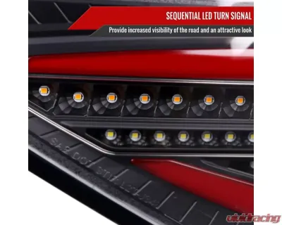 Spec-D LED Red Sequential Tube Tail Lights Matte Black Housing/Clear Lens Subaru Impreza WRX Hatchback 2008-2014 - LT-WRX085JRLED-SQ-TM