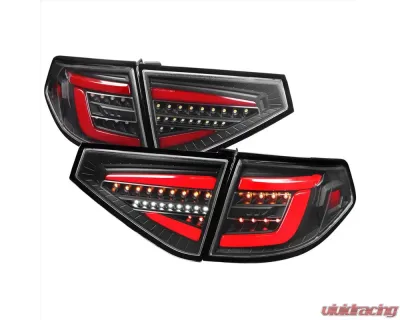 Spec-D LED Red Sequential Tube Tail Lights Matte Black Housing/Clear Lens Subaru Impreza WRX Hatchback 2008-2014 - LT-WRX085JRLED-SQ-TM